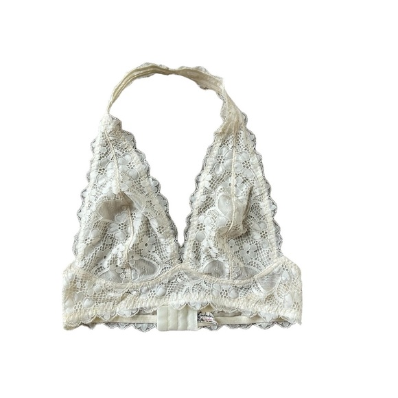Women’s Intimately Free People Ivory Lace Halter Bralette Bra Size XS TP - Picture 1 of 4